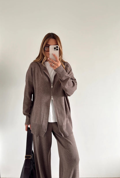 Cafe Knitted Double zipper Set