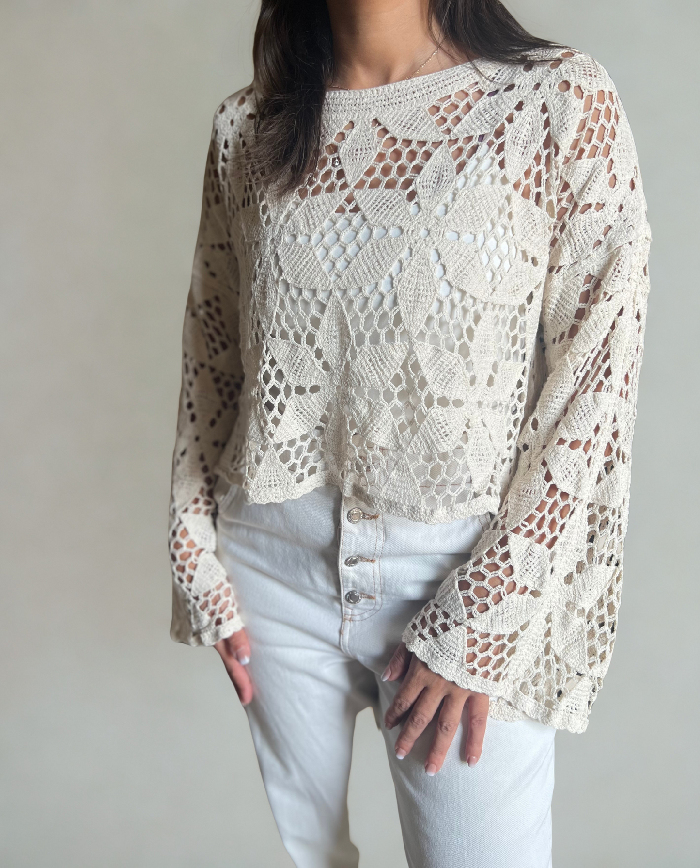 Beige Crochet Blouse