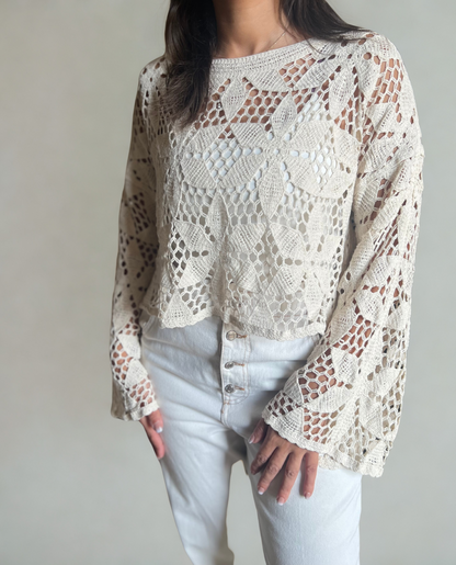 Beige Crochet Blouse