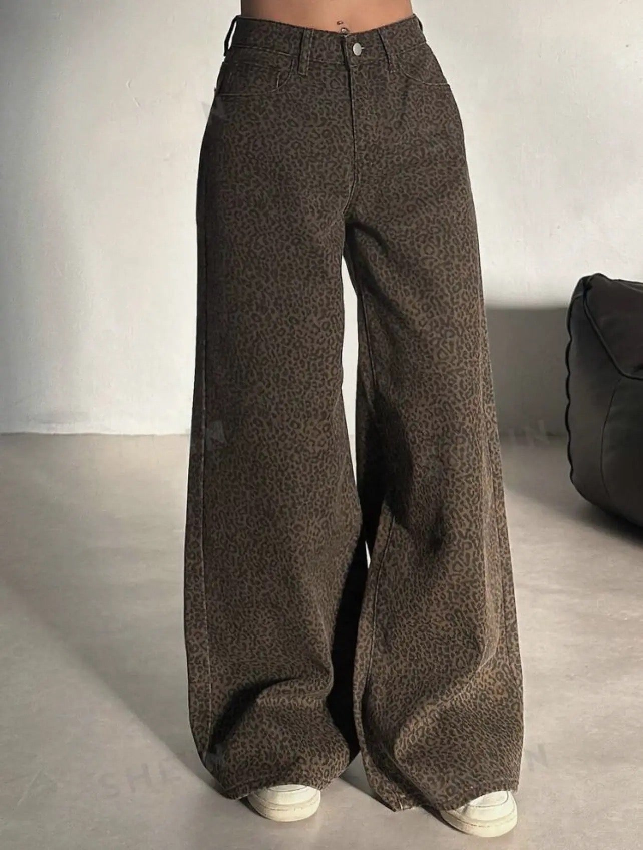 Leopard Denim wide leg