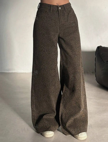 Leopard Denim wide leg