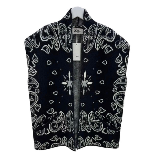 Bandana Print Black Vest