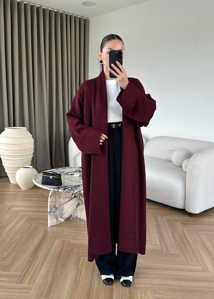 Long burgundy Wool Cardigan