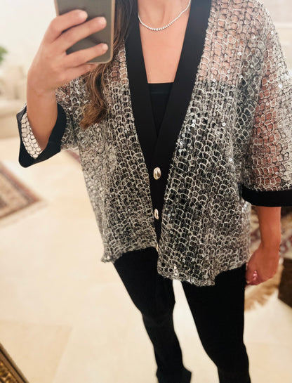 Premium Sequined Chifon Cardigan