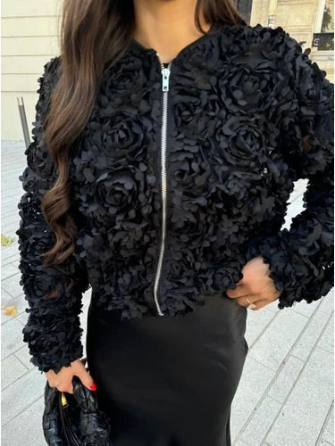 3D floral long sleeve jacket