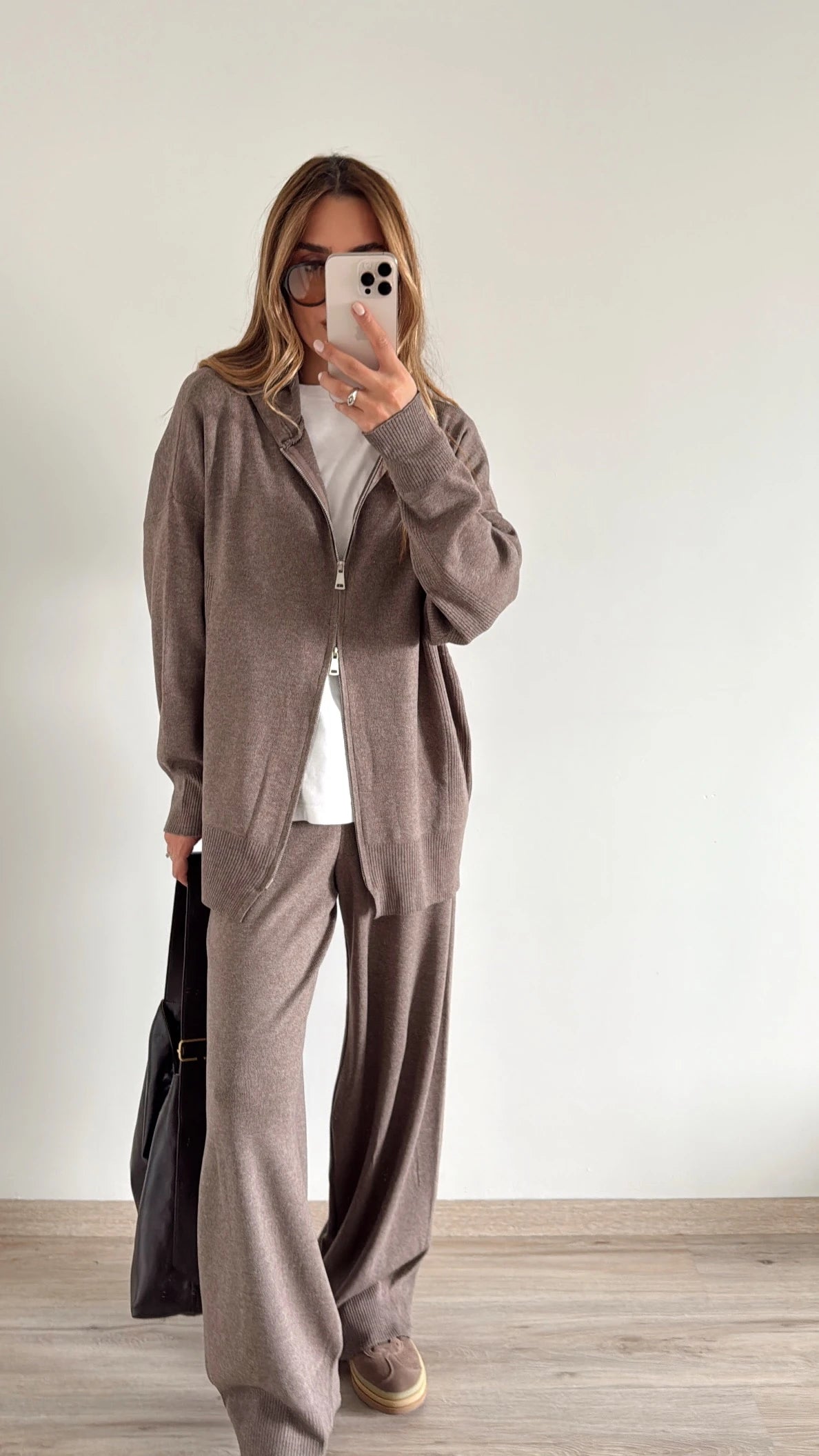 Cafe Knitted Double zipper Set