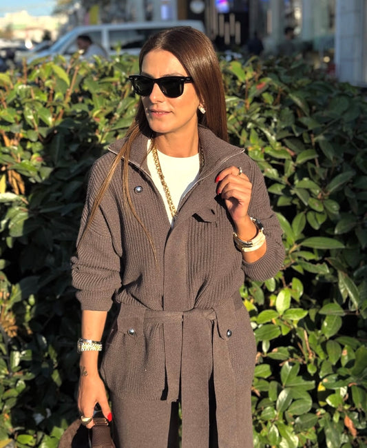 Brown Knitted belted Set Pre-Order (6-8) Days