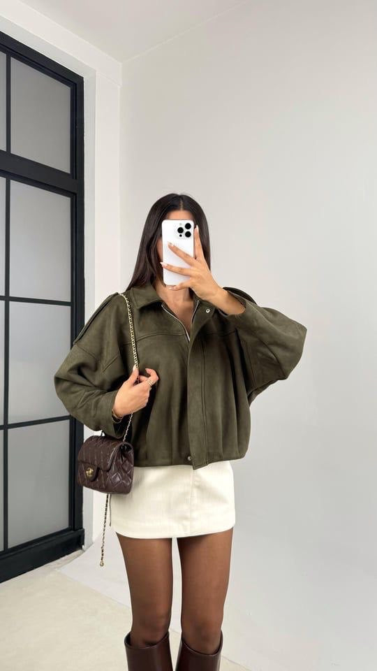 Oversized Suede Olive Jacket