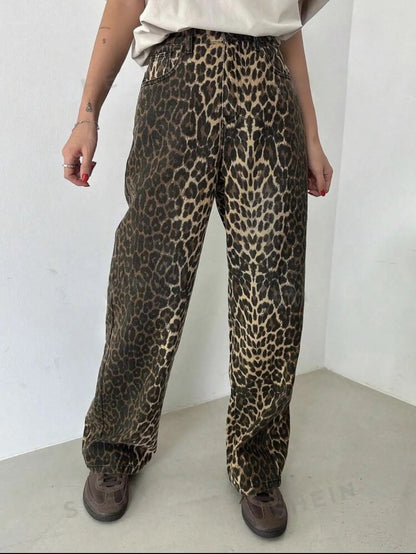 Leopard Denim pants
