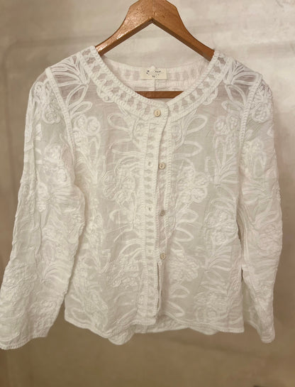 White Embroidered Cardigan
