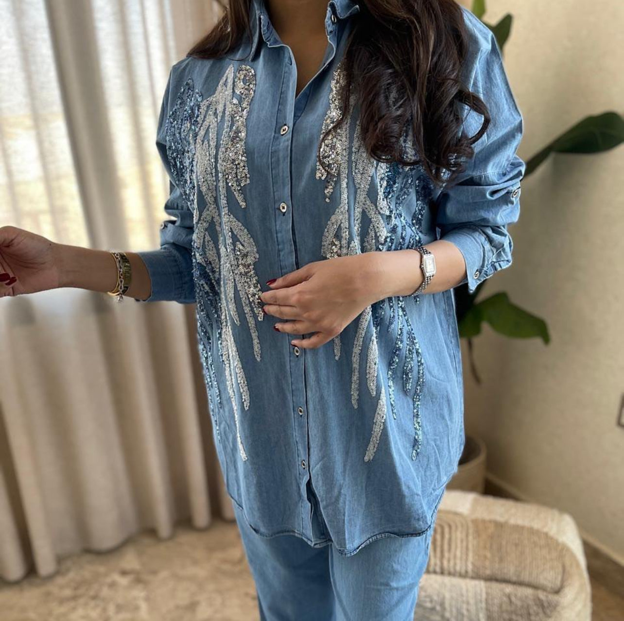 Sequins Denim Shirt