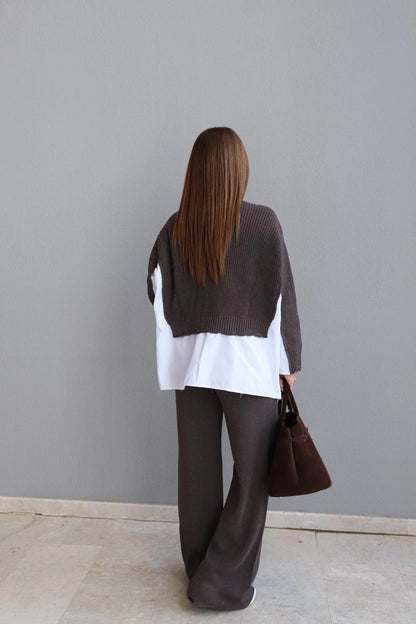 Cafe Knitwear Jacket and Trouser Set