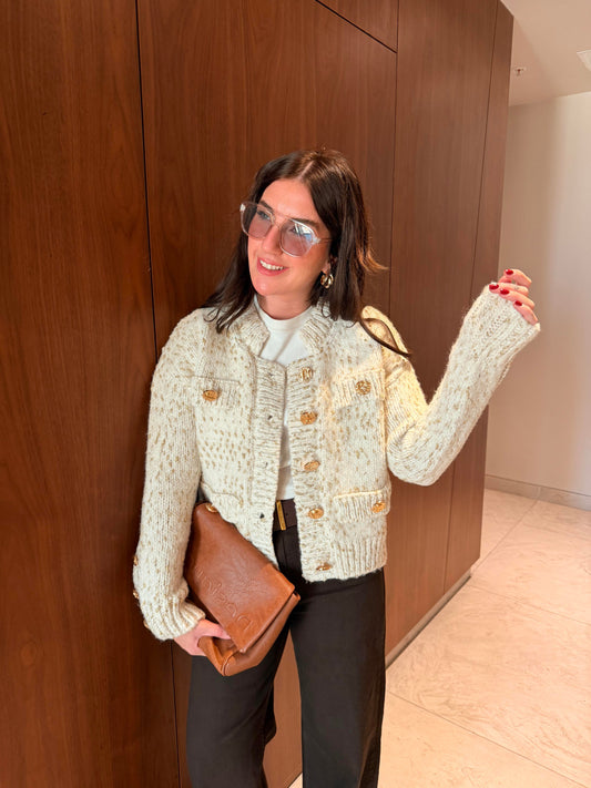 Offwhite with Golden striped Sweater