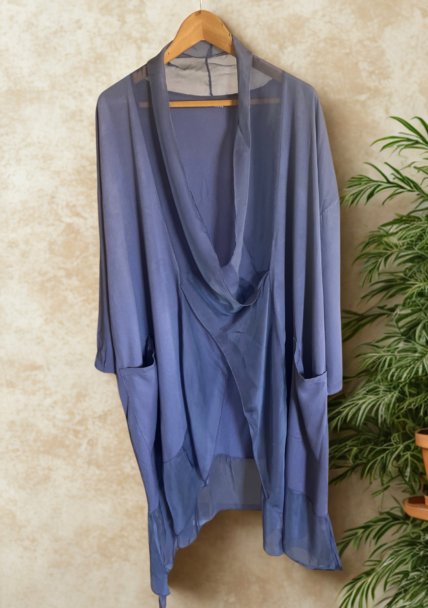 Italian 🇮🇹 Dusty Blue Long Blouse