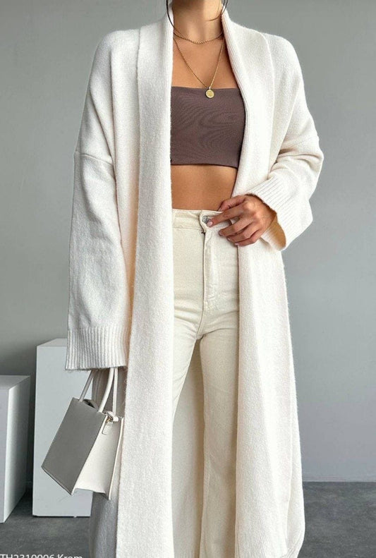 Long offwhite Wool Cardigan