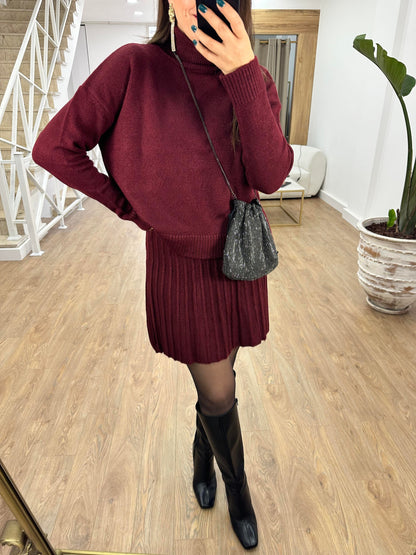 Burgundy Skirt Set
