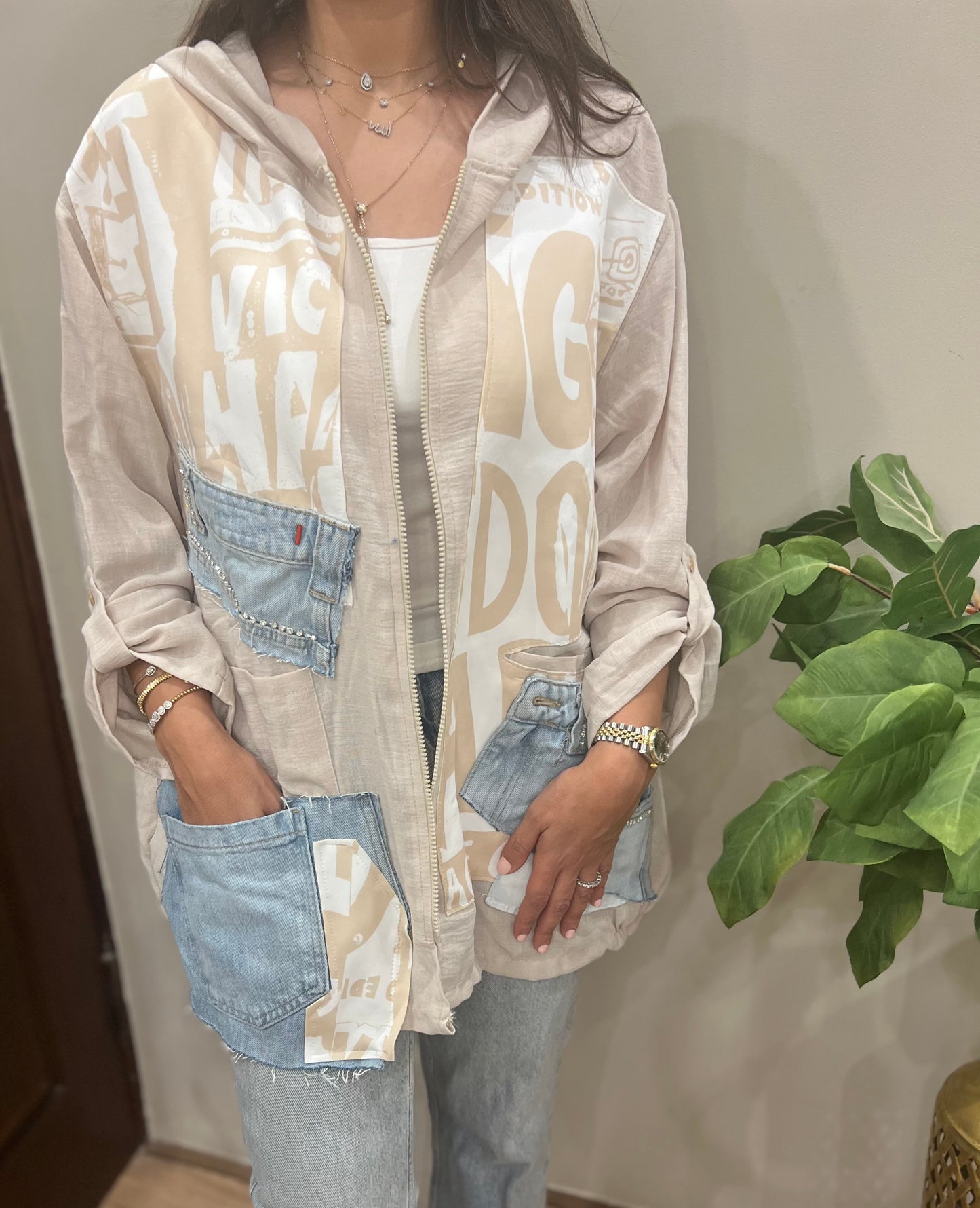 Denim patchwork Cardigan