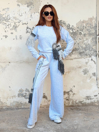 Melton with crochet Details Tracksuit