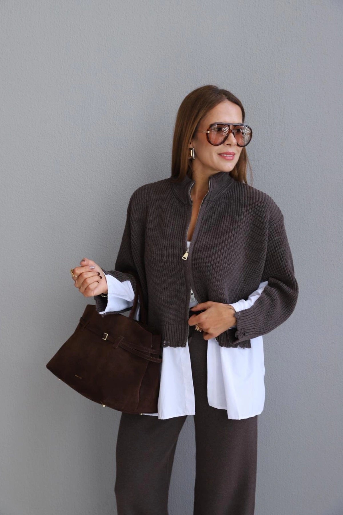 Cafe Knitwear Jacket and Trouser Set