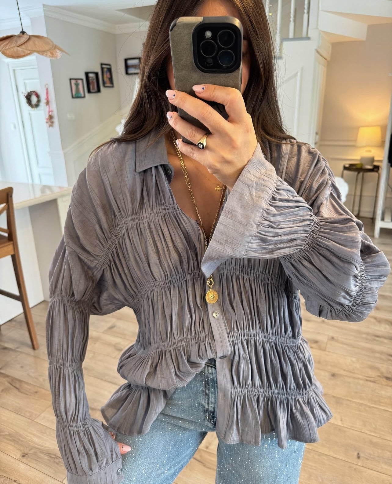 Textured ruched detailed Shirt