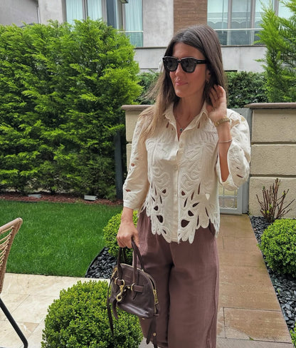 Embroidered beige shirt