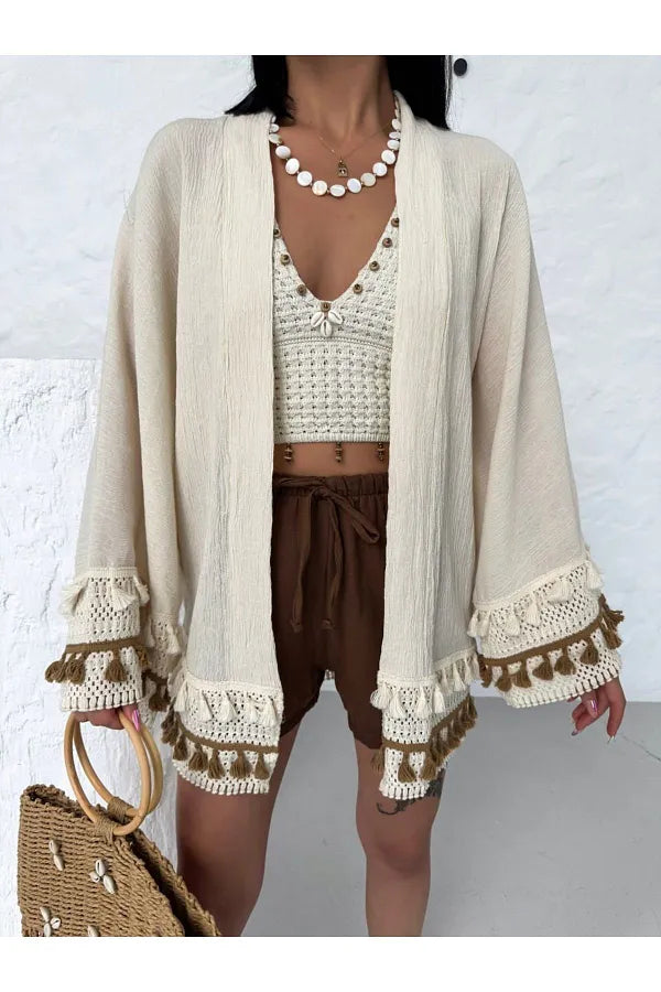 Linen Cardigan with tassels