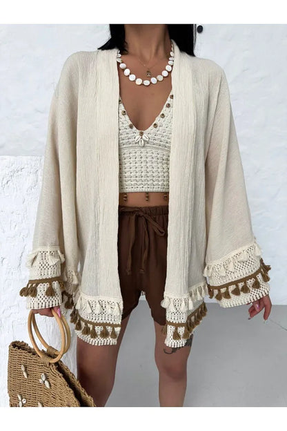 Linen Cardigan with tassels