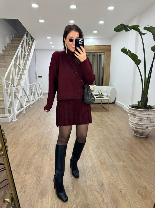 Burgundy Skirt Set