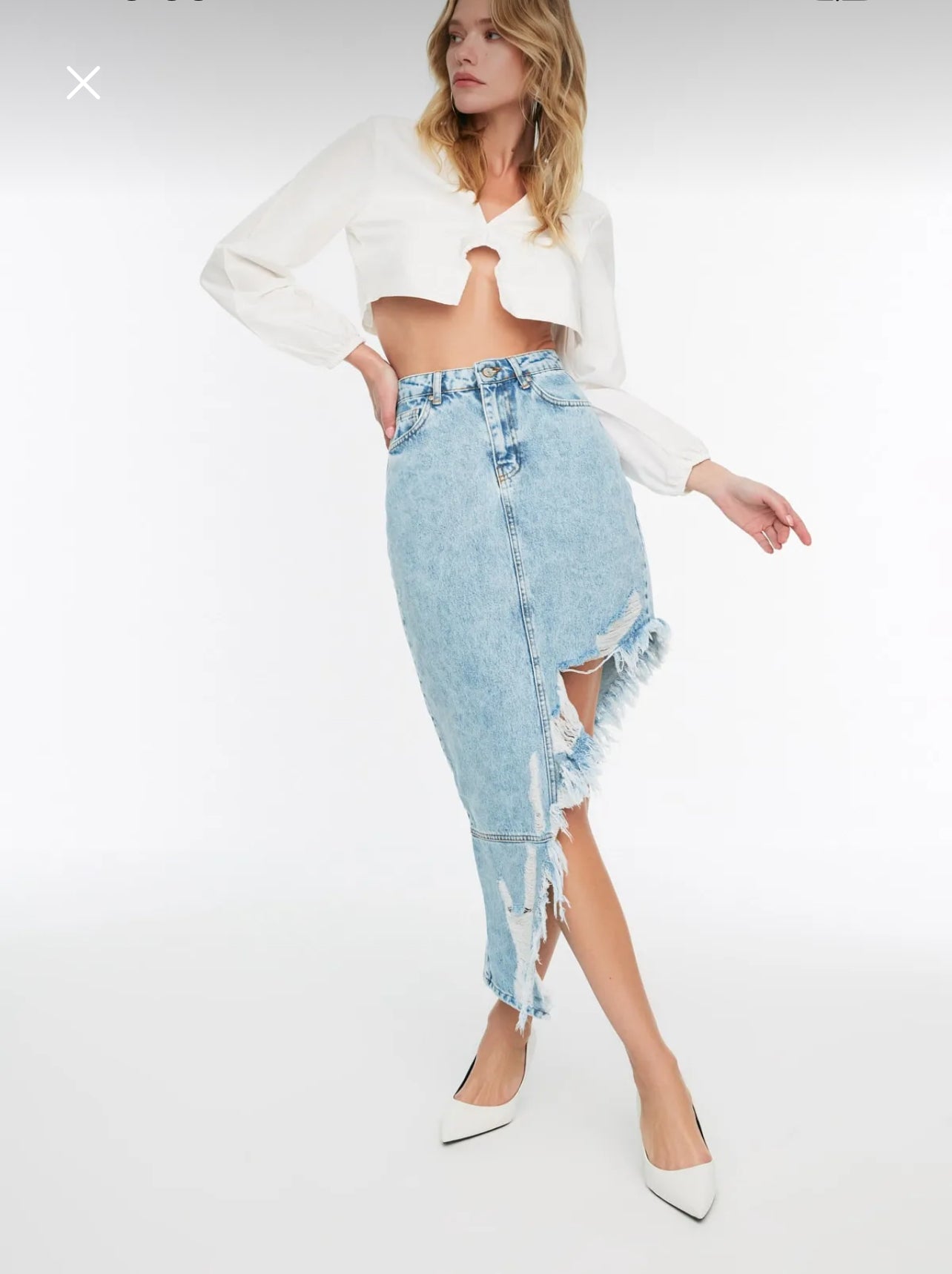 Asymmetrical Denim Skirt