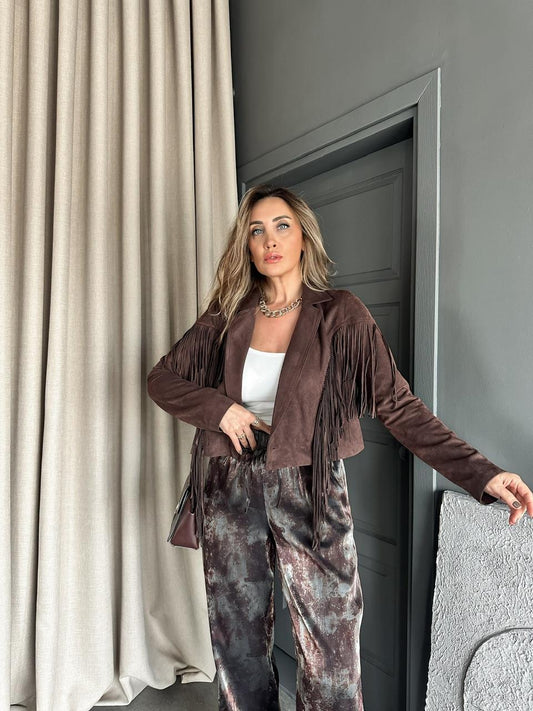 Premium Brown Suede fringes Jacket