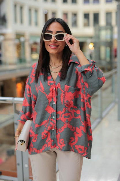 Red Oversized Shirt