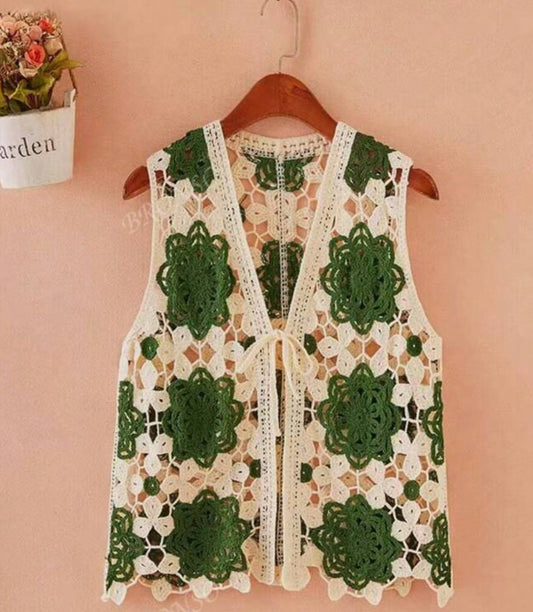 Green Crochet Vest