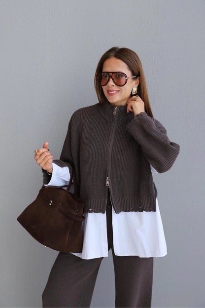 Cafe Knitwear Jacket and Trouser Set