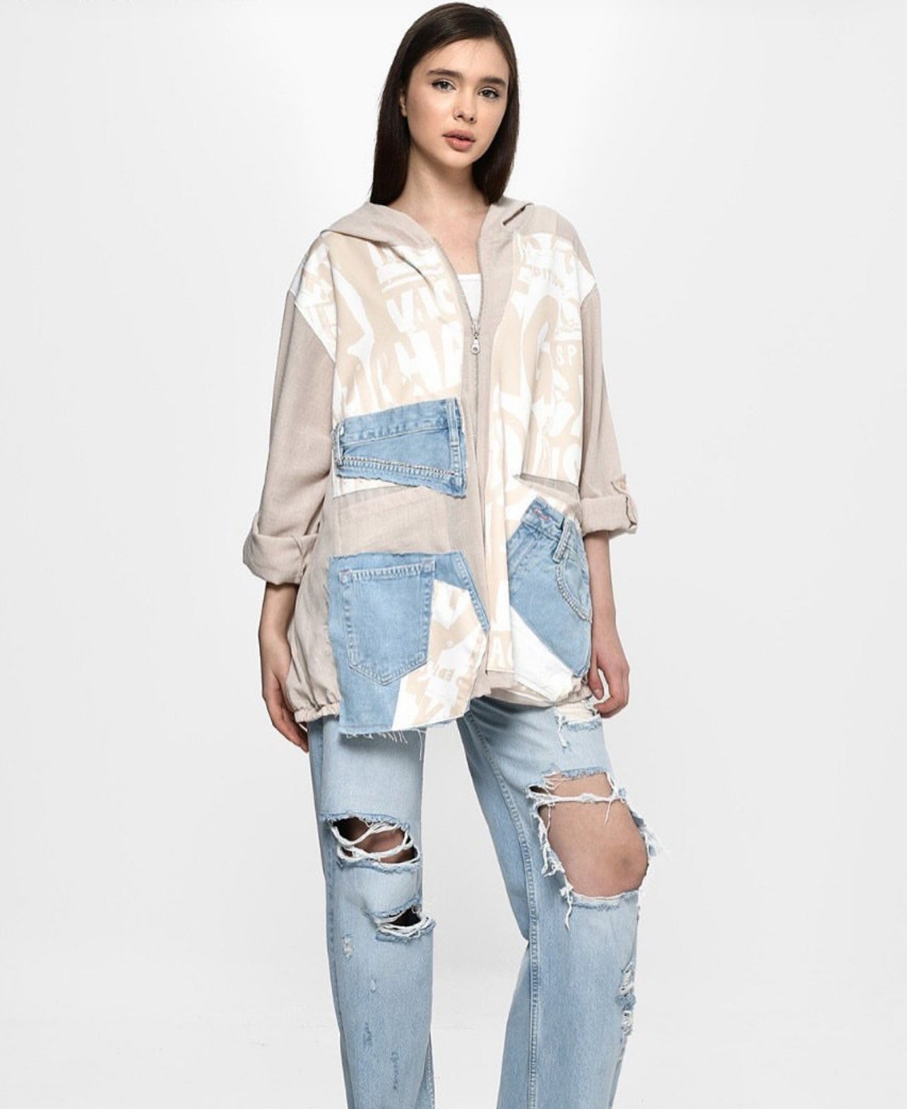 Denim patchwork Cardigan