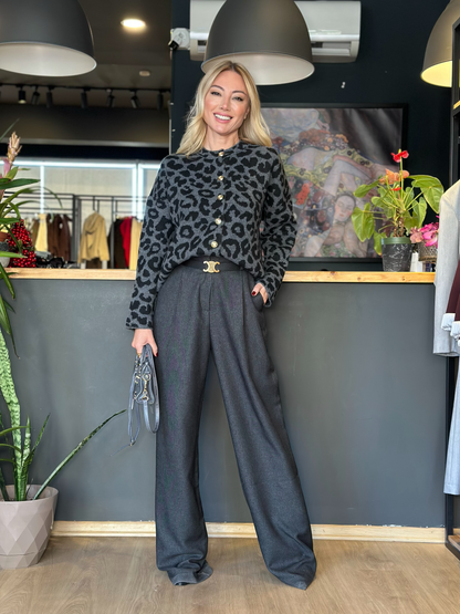 Leopard gold button cardigan