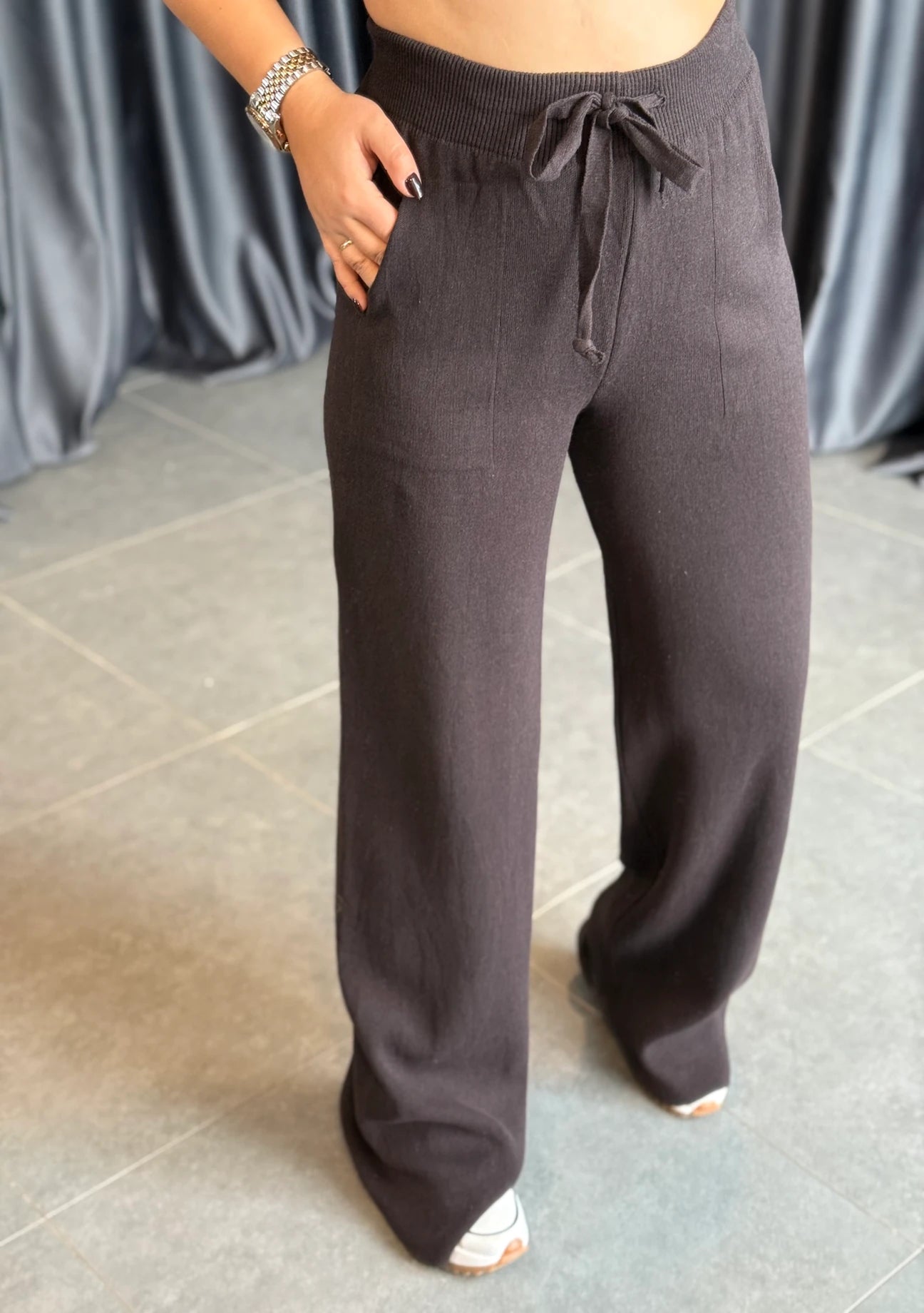 Brown Poplin Shirt Detailed Knitwear Suit