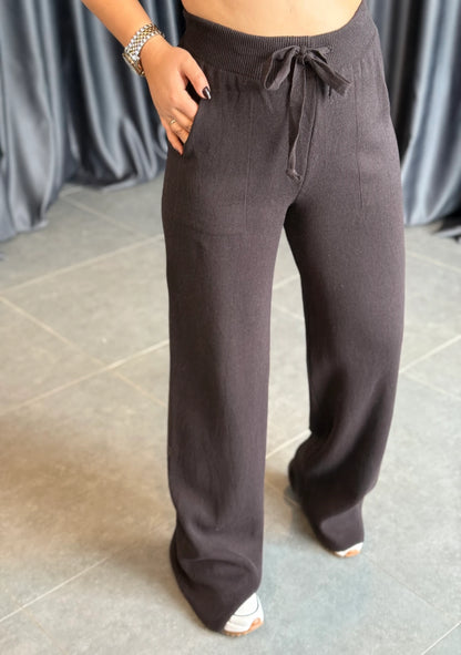 Brown Poplin Shirt Detailed Knitwear Suit