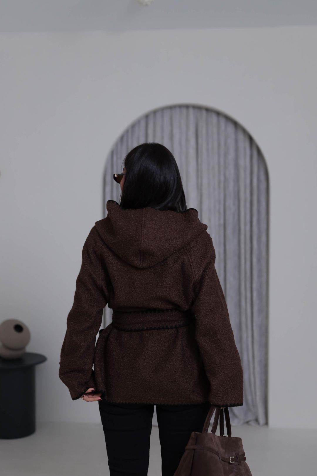 Brown wool belted Jacket