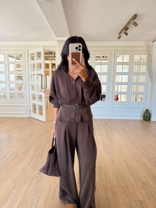 Brown Thick Cotton Lycra Set