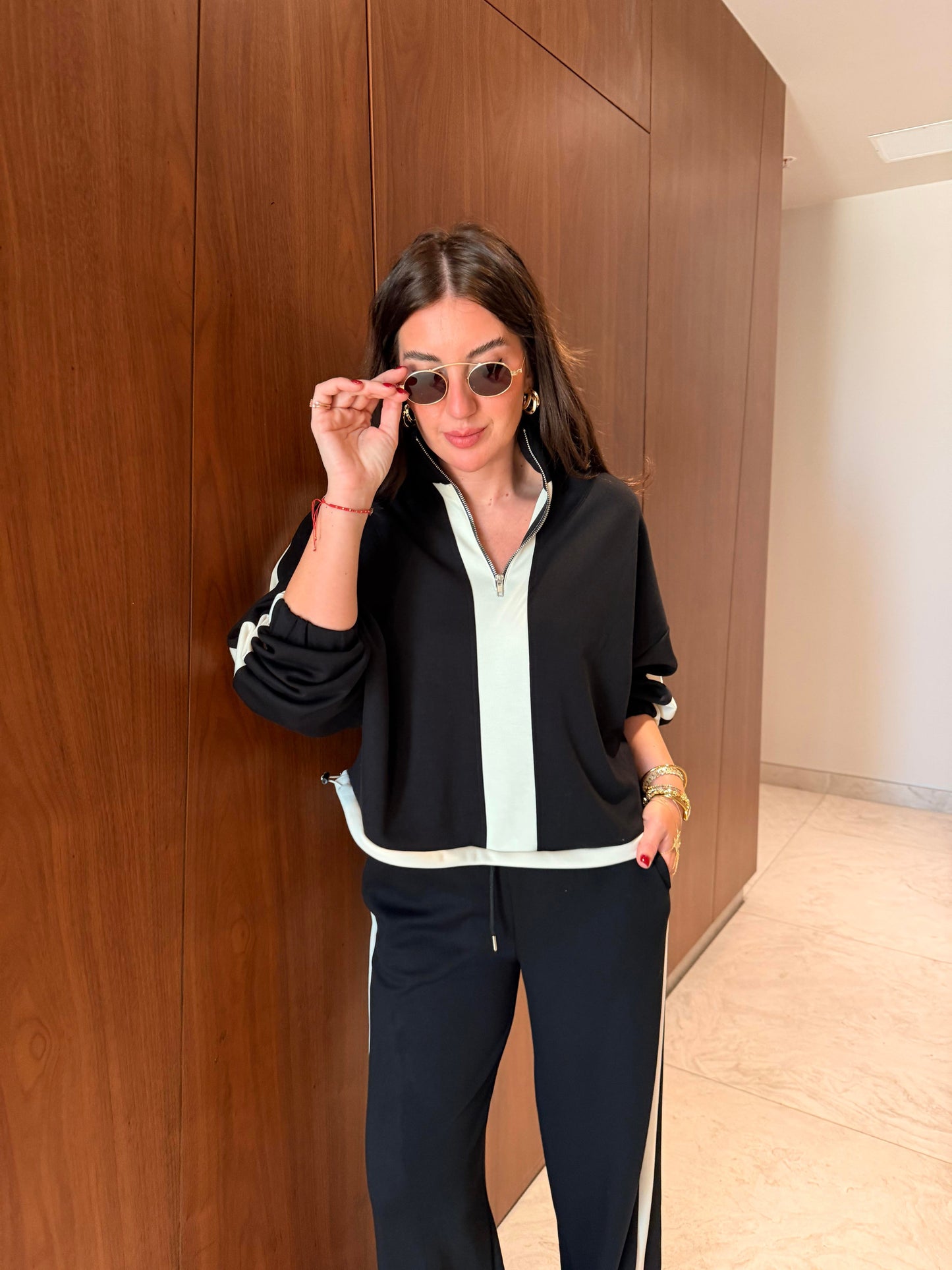 Black Thick Cotton Tracksuit