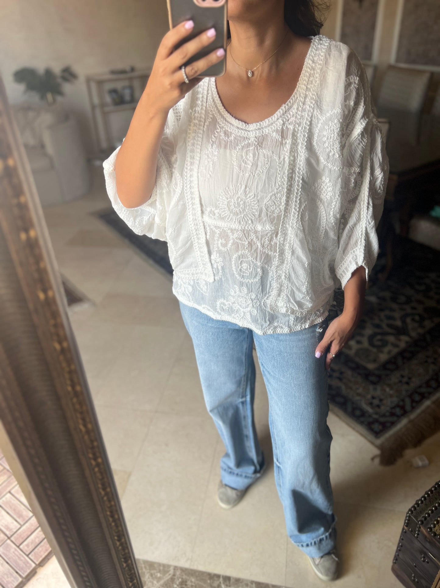 White Crochet 2 Piece Cardigan with sleeveless Top