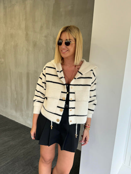 Wool striped Black Jacket