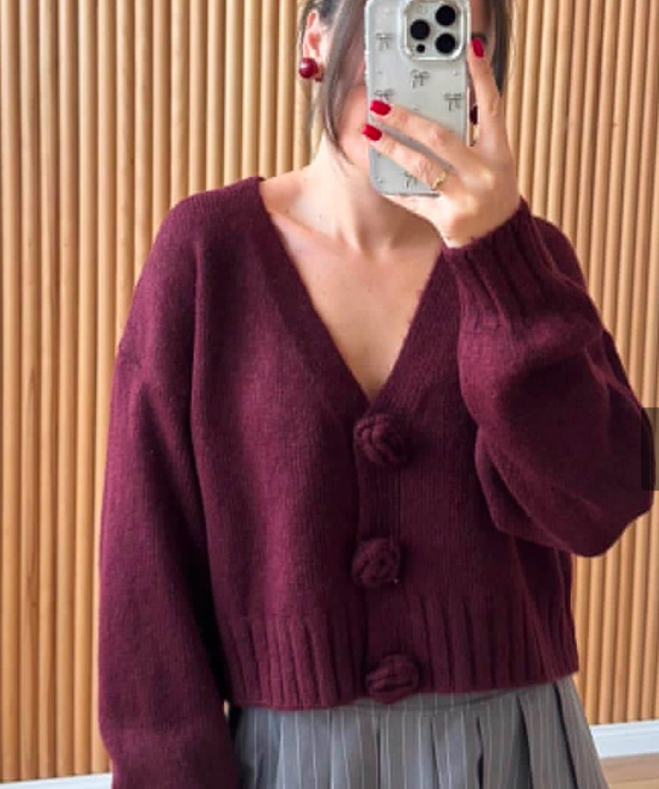 Knit burgundy cardigan