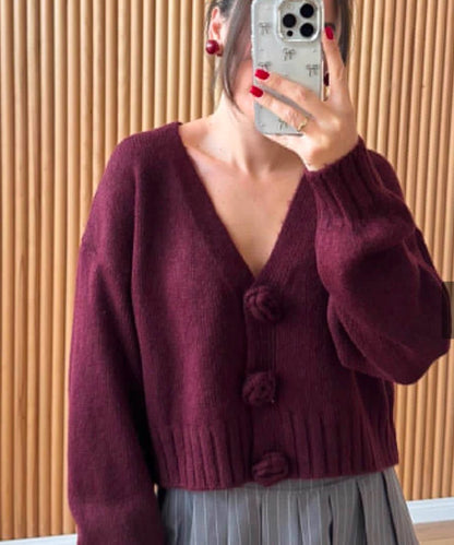 Knit burgundy cardigan