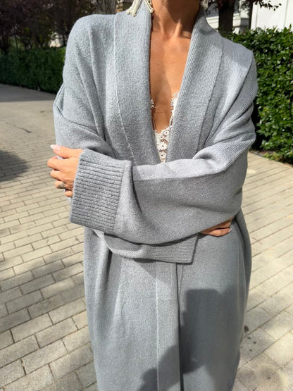 Long Grey Wool Cardigan