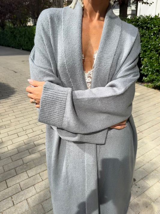 Long Grey Wool Cardigan