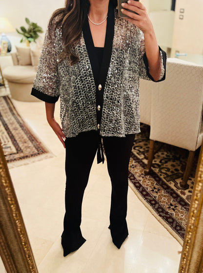 Premium Sequined Chifon Cardigan