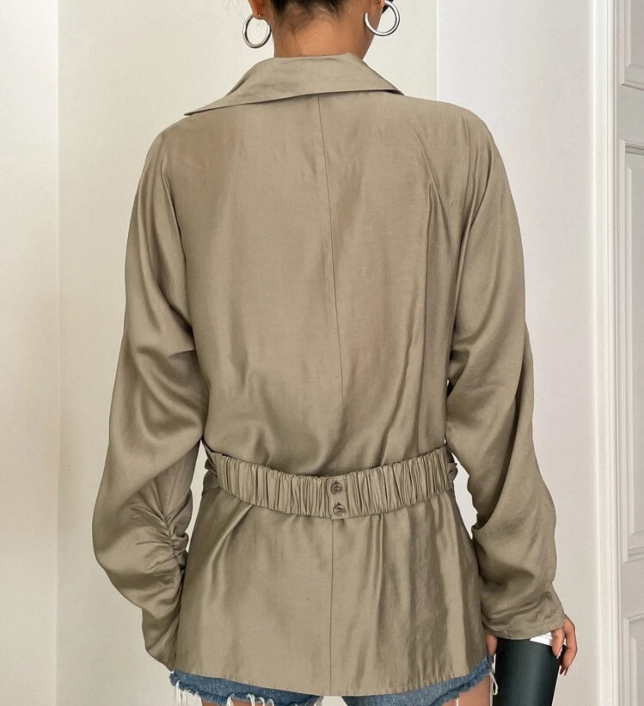 Solid wrap detail asymmetrical Blouse