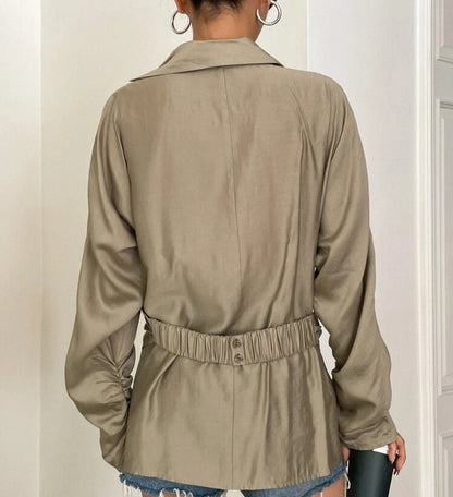 Solid wrap detail asymmetrical Blouse