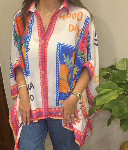 Italian 🇮🇹 Tropical Prints oversized Colorful Shirt